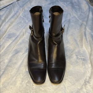 Salvatore Ferragamo Black Leather Dress Boots